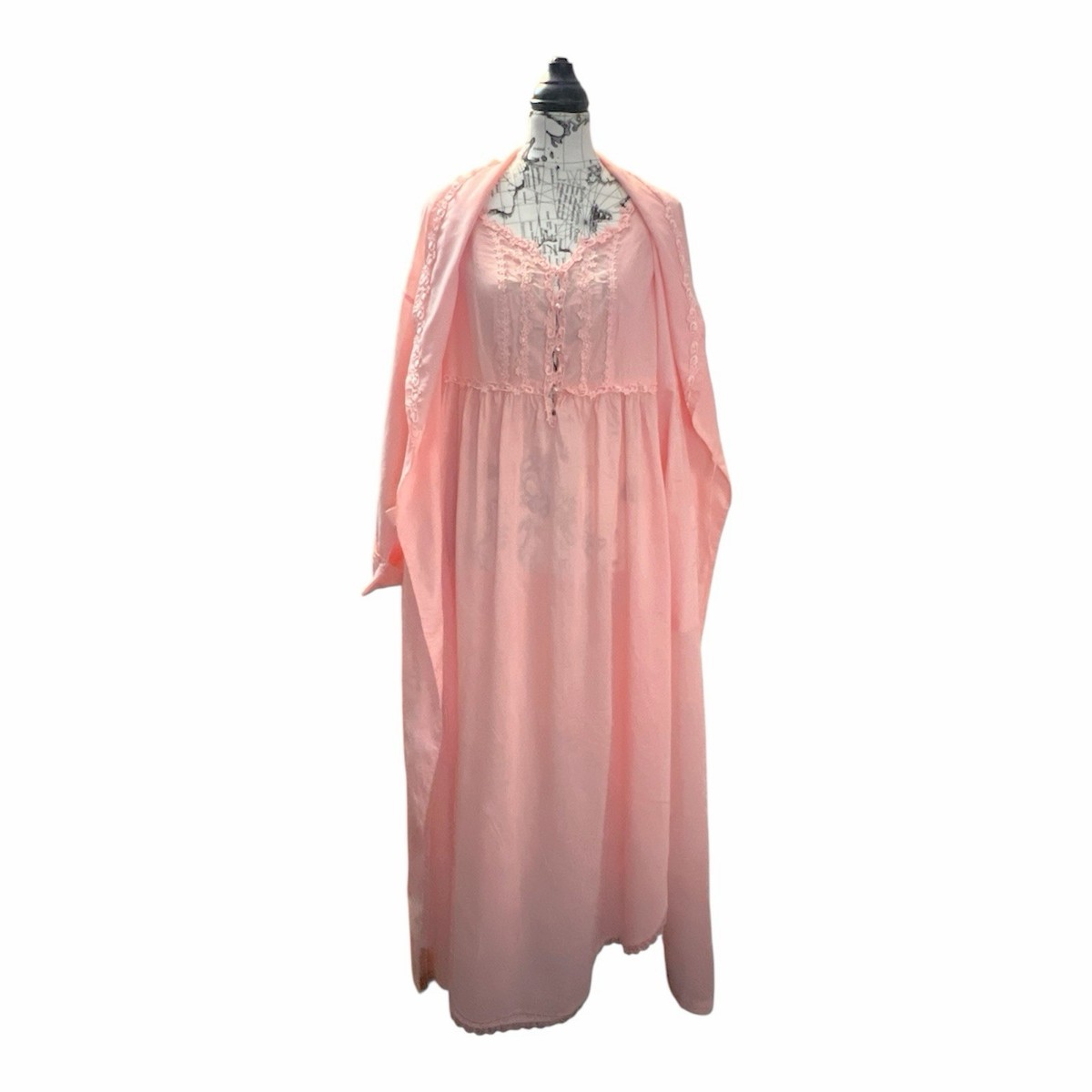 Vintage Victoria's Secret Country Cotton Robe And Gown Set Pink