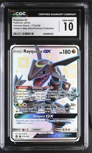 ✨✨ CGC 10 2019 Rayquaza GX 177a/168 Hidden Fates Promo Pokemon Card