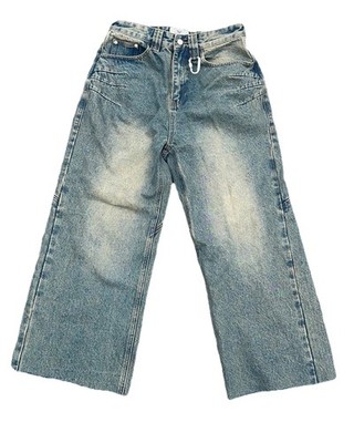Y2K Trendt Vision Wide leg XS Distressed Blue Jeans 100% Cotton women Germany