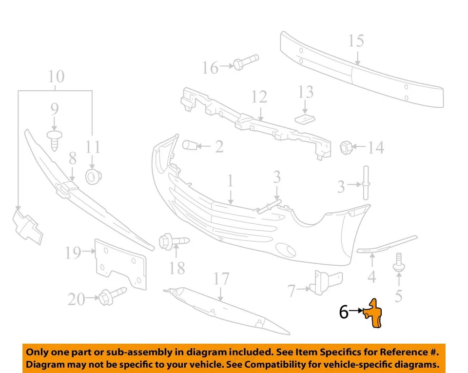SE ADAPTA A CHEVROLET SSR 2003-2006 SOPORTE ASM-FRT BPR FASCIA 15110044 - NUEVO OEM Foto 3 de 4