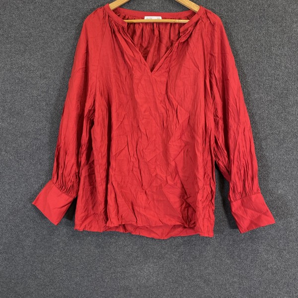 City Chic Top Womens 14 / XS Red Viscose Polyester V Neck Tunic Autumn Casual