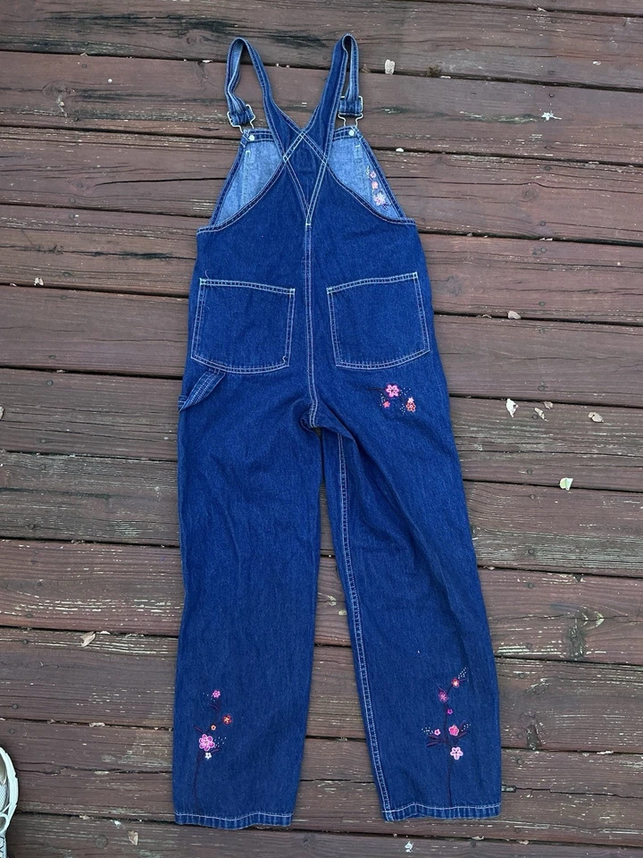 Mono vaquero bordado floral hueco de colección para niñas hecho en Hong Kong talla XL Foto 4 de 4