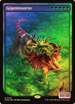 MTG FOIL Gigantosaurus Textless - Foundations #718 | eBay