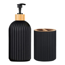 Bathroom Countertop Set Soap Dispenser Cotton Ball Storage  Toothbrush Holder
