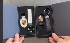 Leather Porsche Premium Keychain with Box Exquisite Set Men Gift-Black