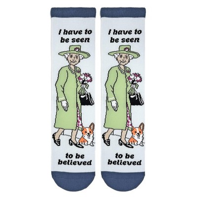 Ooohyeah Women's Funny Queen Elizabeth II Crew Socks Novelty Gift Your Majesty