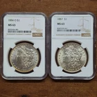 New Listing2 Slab LOT • 1884 O & 1887 P Morgan Silver Dollar $1 Coin Toned UNC BU MS63 NGC