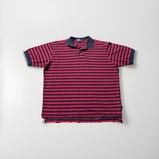 Polo Ralph Lauren Men  s Red Navy Striped Short Sleeve Polo Shirt XL 100 Cotton