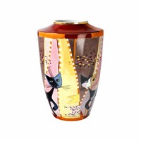 Goebel Vase Sottosopra - Rosina Wachtmeister, Dekovase, Katzen, Porzellan, 24 Cm