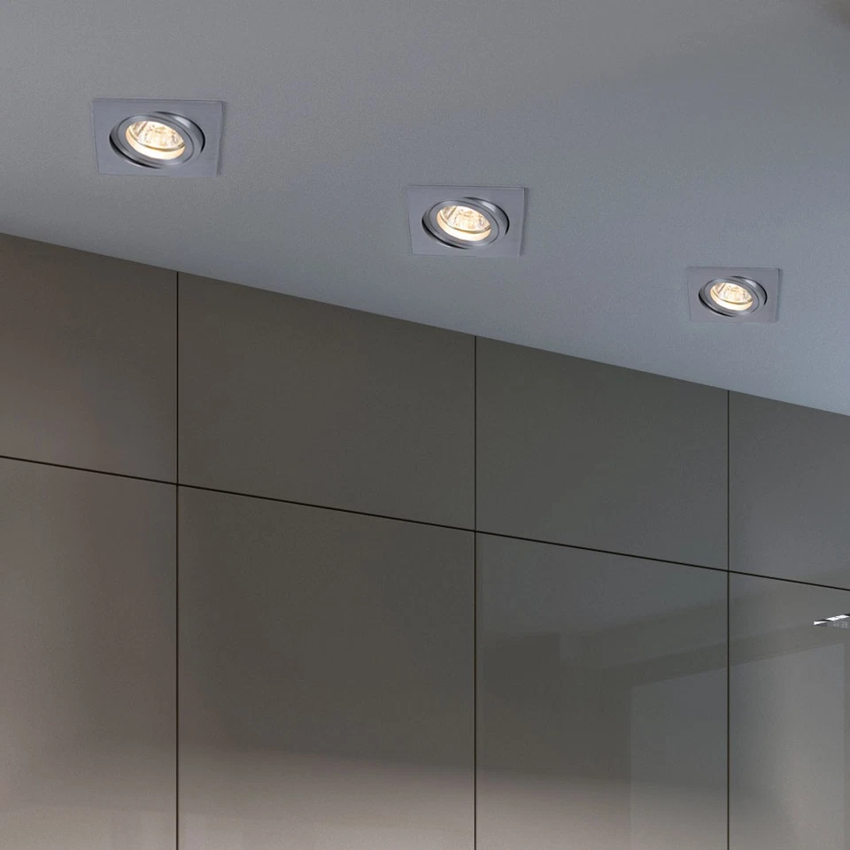 Faretto Da Incasso Lampada Da Soffitto Set Di 3 Acciaio Spazzolato - Immagine 3 di 4