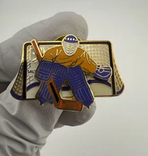 2002 Salt Lake City Winter Olympics Ice Hockey Goalie (Sliding) Enamel Lapel Pin