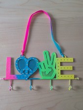 JEWELRY EARRING HOLDER Love RIBBON HANGING Neon RAINBOW SUPER CUTE