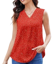 Anelune Women's Summer Casual Double Layer Chiffon Tank Top