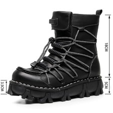 Men's Genuine Leather Boots Goth Punk Mid-calf Riding Western Motorcycle Shoes