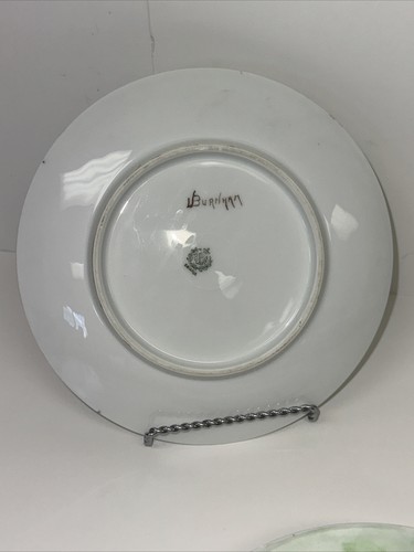 2 Vtg Porcelain Hand Painted Grape Vine 7.75" Bread Cheese Plates BAVARIA Signed - Picture 7 of 8