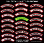 LOT of TWENTY-FOUR (24) SCUBA DIVING CERTIFICATION CHEVRON iron-on DIVE PATCHES