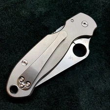 Spyderco Para 3 C223GP  Monochrome Titanium Scales Clip and polished hardware