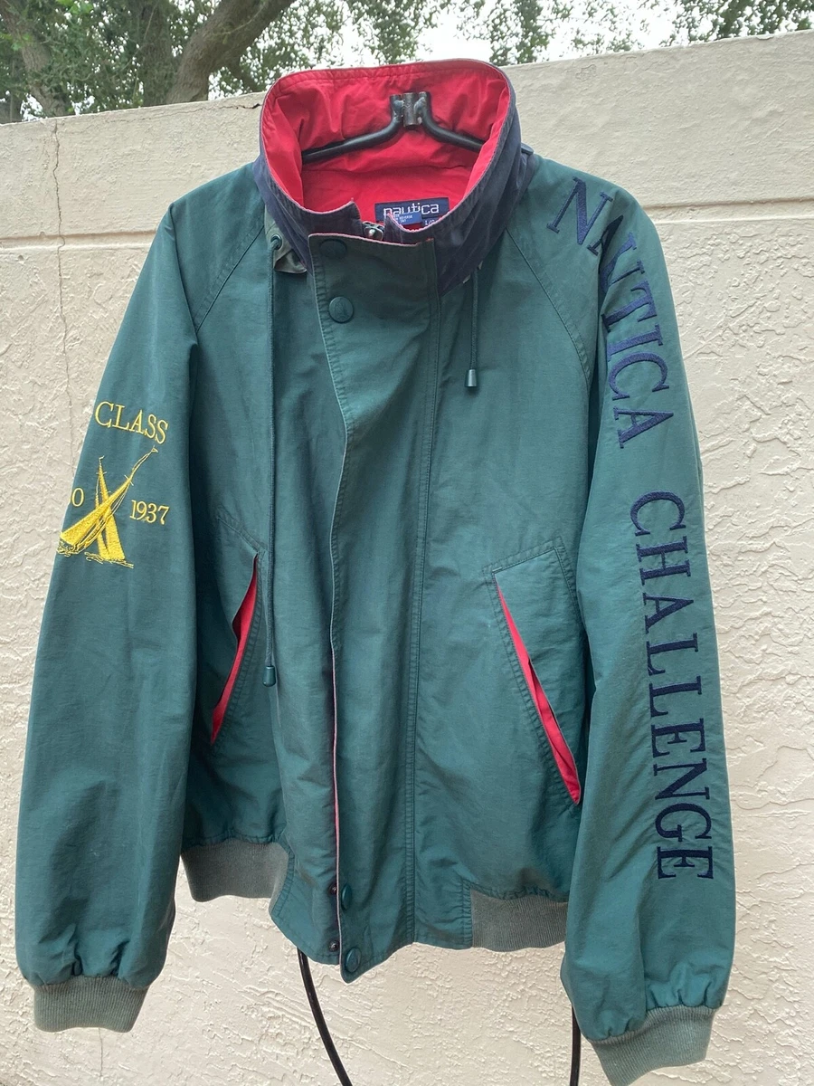 VINTAGE 90’s NAUTICA SPELLOUT CHALLENGE J-CLASS HOODED SAILING JACKET SZ L