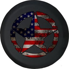 Distressed Military Star American Flag Spare Tire Cover