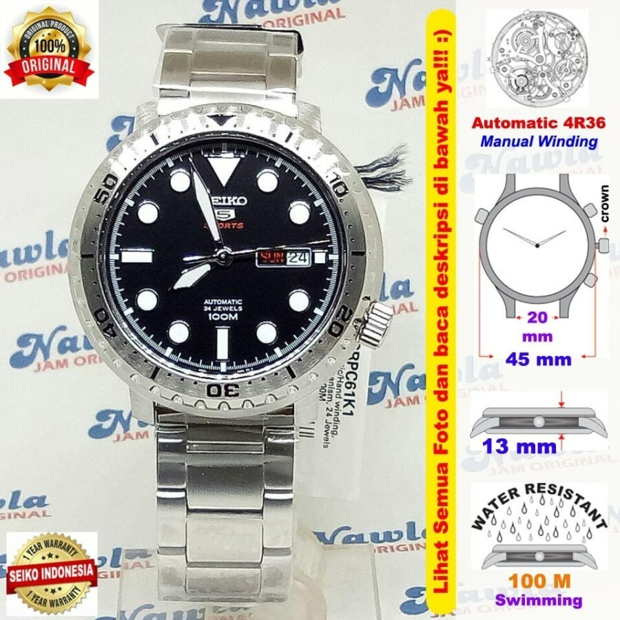 Brand New Seiko 5 Sports SRPC61K1 Silver Bottle Cap Black