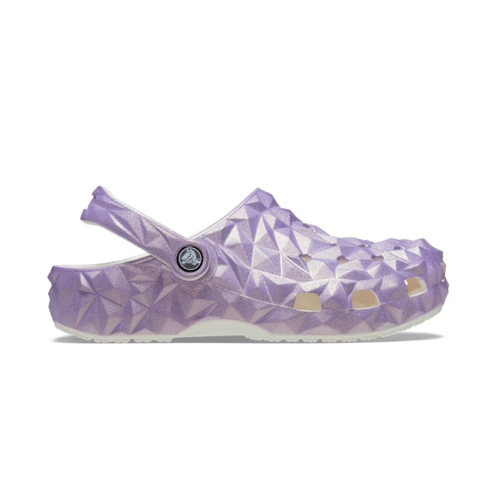 New CROCS Womens CLASSIC IRIDESCENT GEOMETRIC CLOG 209841 WHITE