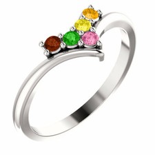 Family Branch Ring Sterling Silver 1-6 Round Birthstones Mothers Day Ring