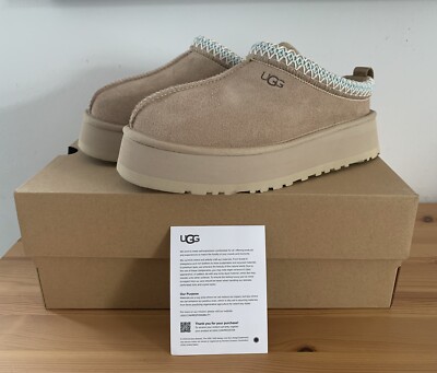 NEW UGG Tazz Sand Women s SIZE 8 US Suede Mule Platform Slippers 1122553-SAN