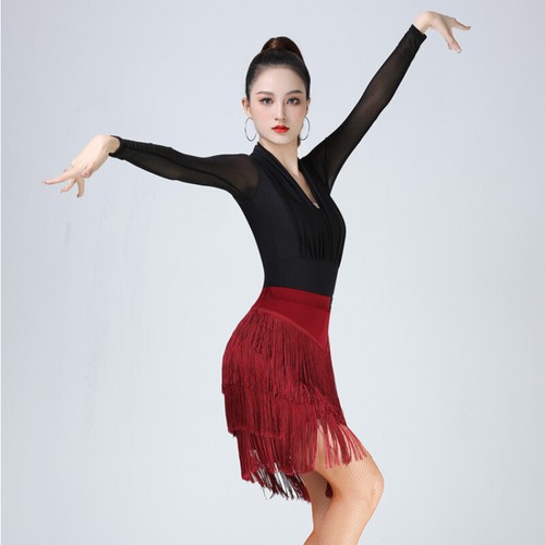 Girls Fringe Layered Tassel Dance Skirt Mini Latin Ballroom Tango Per Outfits 1 - Foto 3