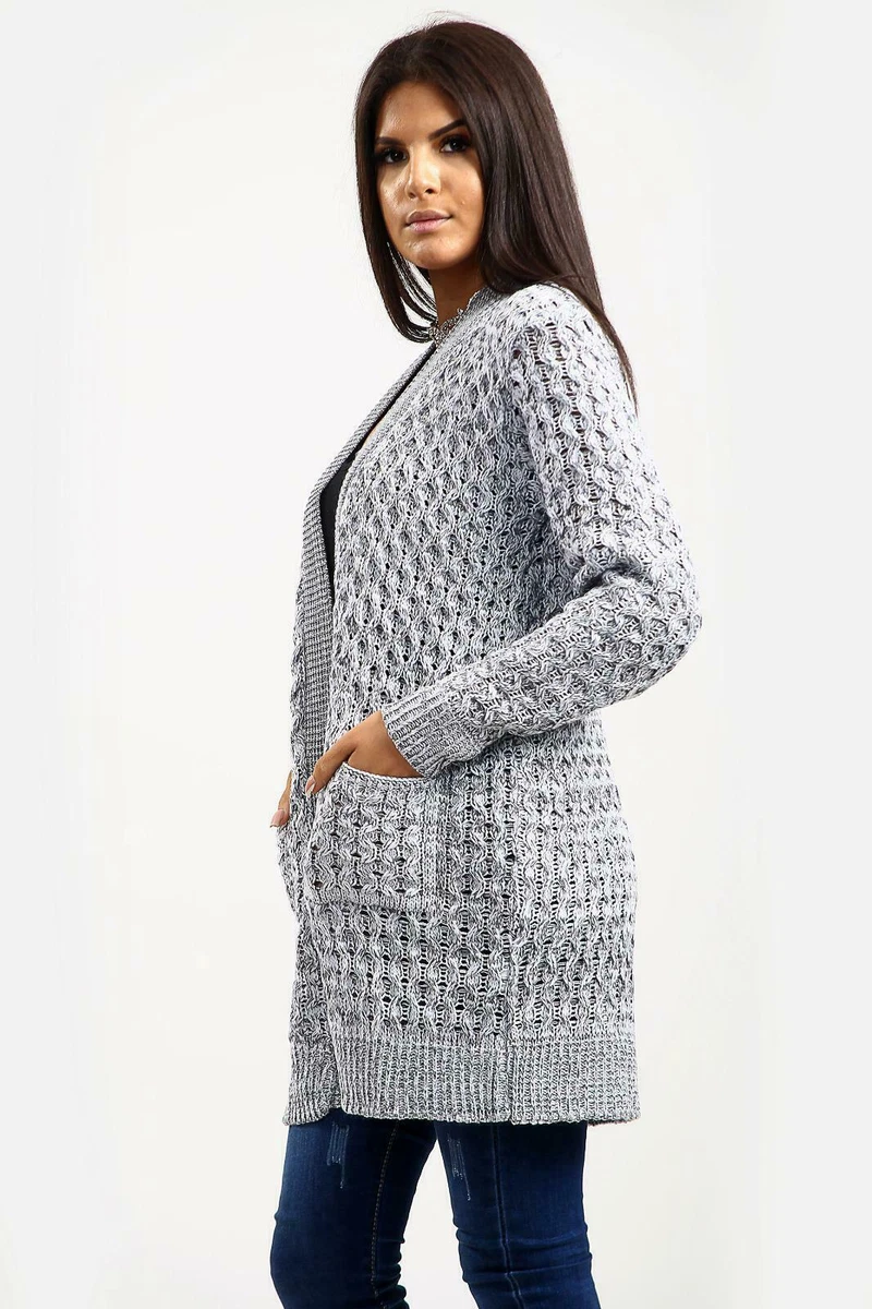 Chunky waffle knit cardigan cheap