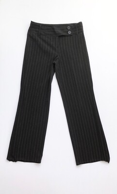 Y2K 2000s Black Pinstripe Asymmetrical Button Front Cyber Y2K 2000s Black Pinstripe Asymmetrical Button Front Cyber