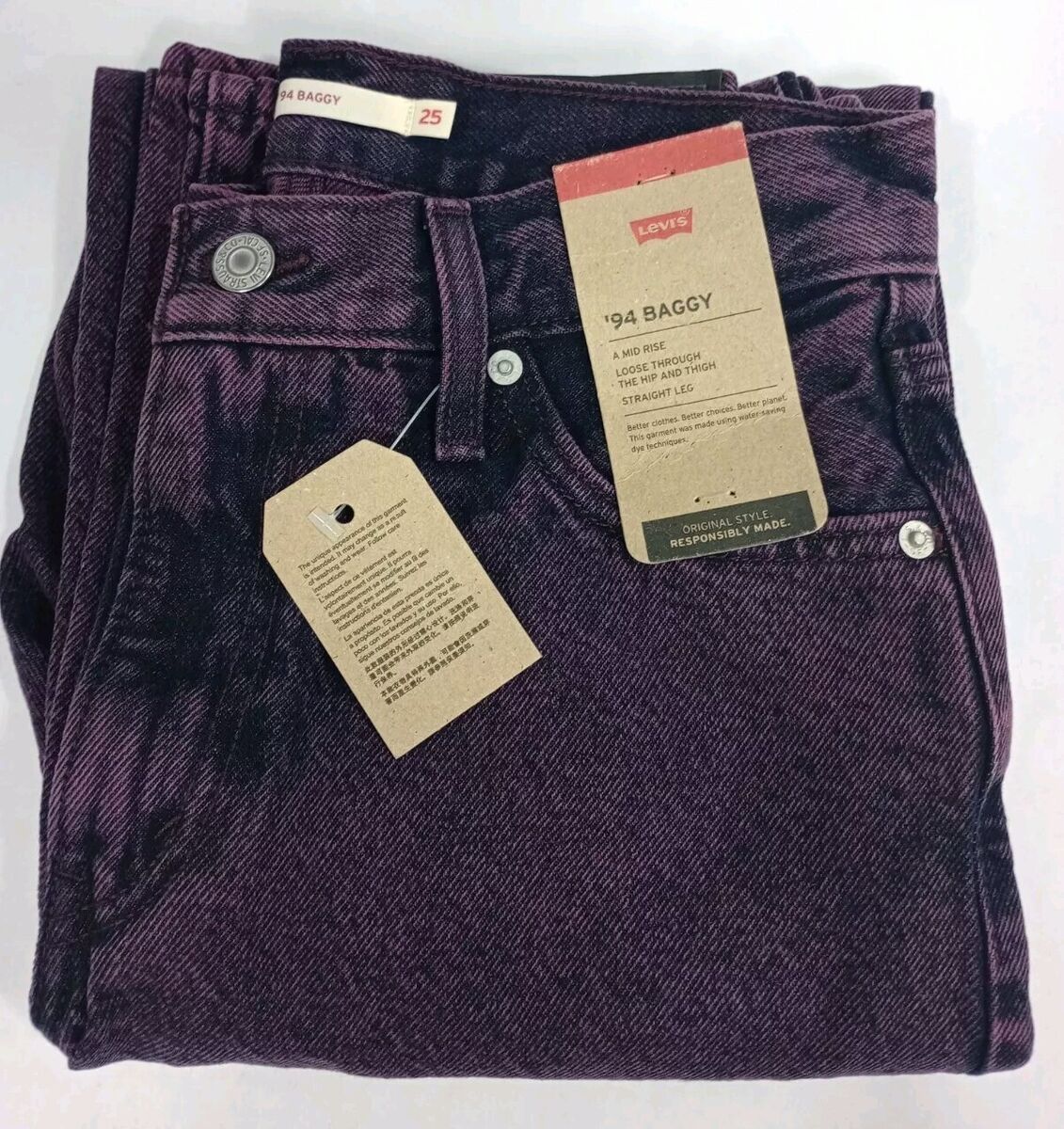 🎁Levis 94 Baggy Straight Leg Jeans Red Acid Purple Wash 🎁Levis 94 Baggy Straight Leg Jeans Red Acid Purple Wash