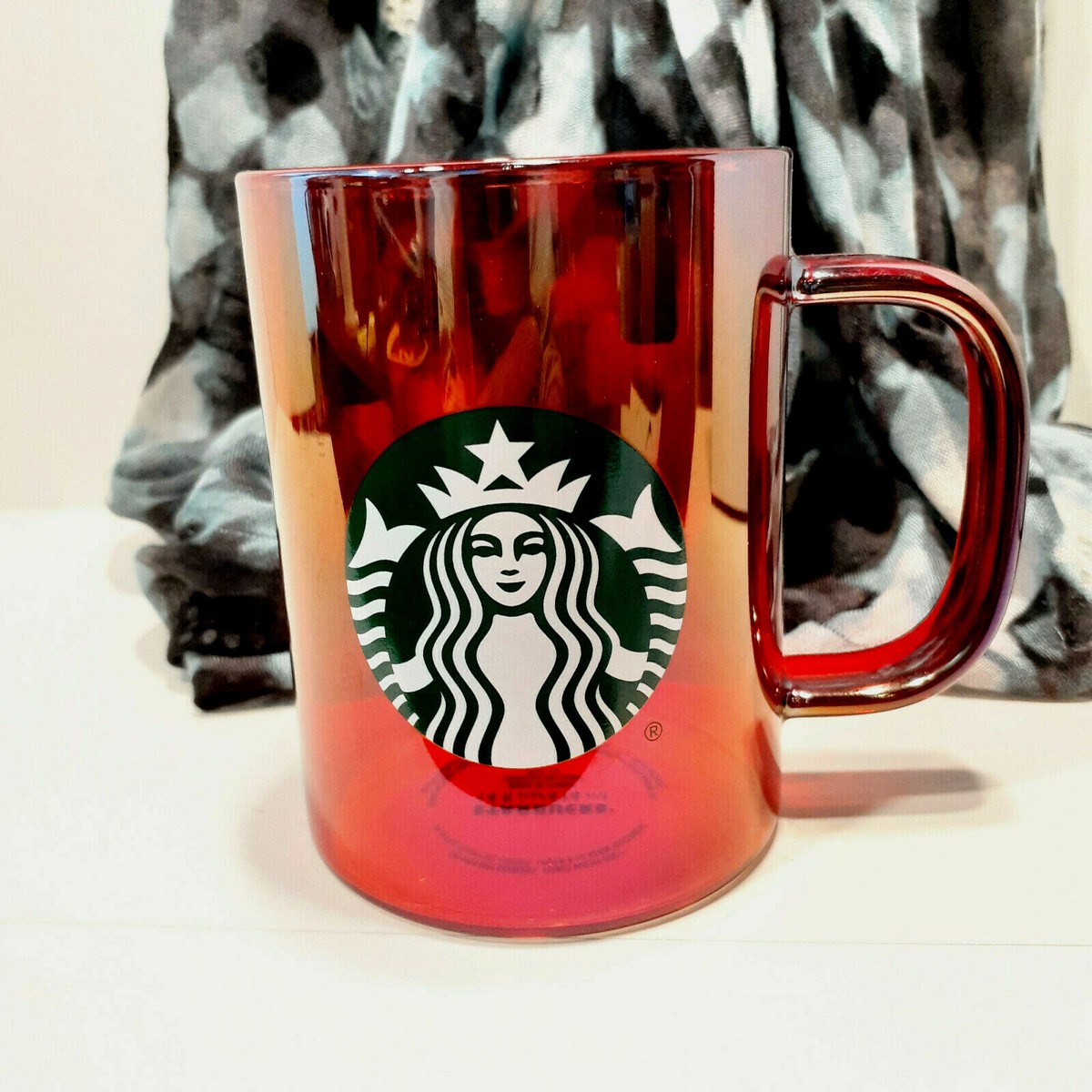 Starbucks 2019 Red Iridescent Christmas Holiday Edition Mug Cup Glass 14