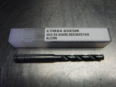 CTMI 4.65mm Coolant Thru Carbide Drill 5xd 04.65x06.00x36x074IK ALCRN (LOC3239)
