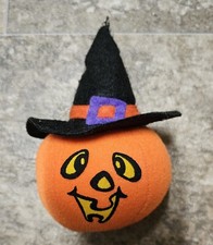 Russ Berrie  Co Halloween Pumpkin Witch Plush Decoration 1980's