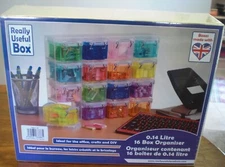 REALLY USEFUL BOXES  16 RAINBOW BOX SET W ORGANIZER CASE .14 LITRE SIZE BOXES
