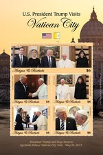 US President DONALD TRUMP Visits POPE Francis VATICAN Stamp Sheet (2018 Antigua)
