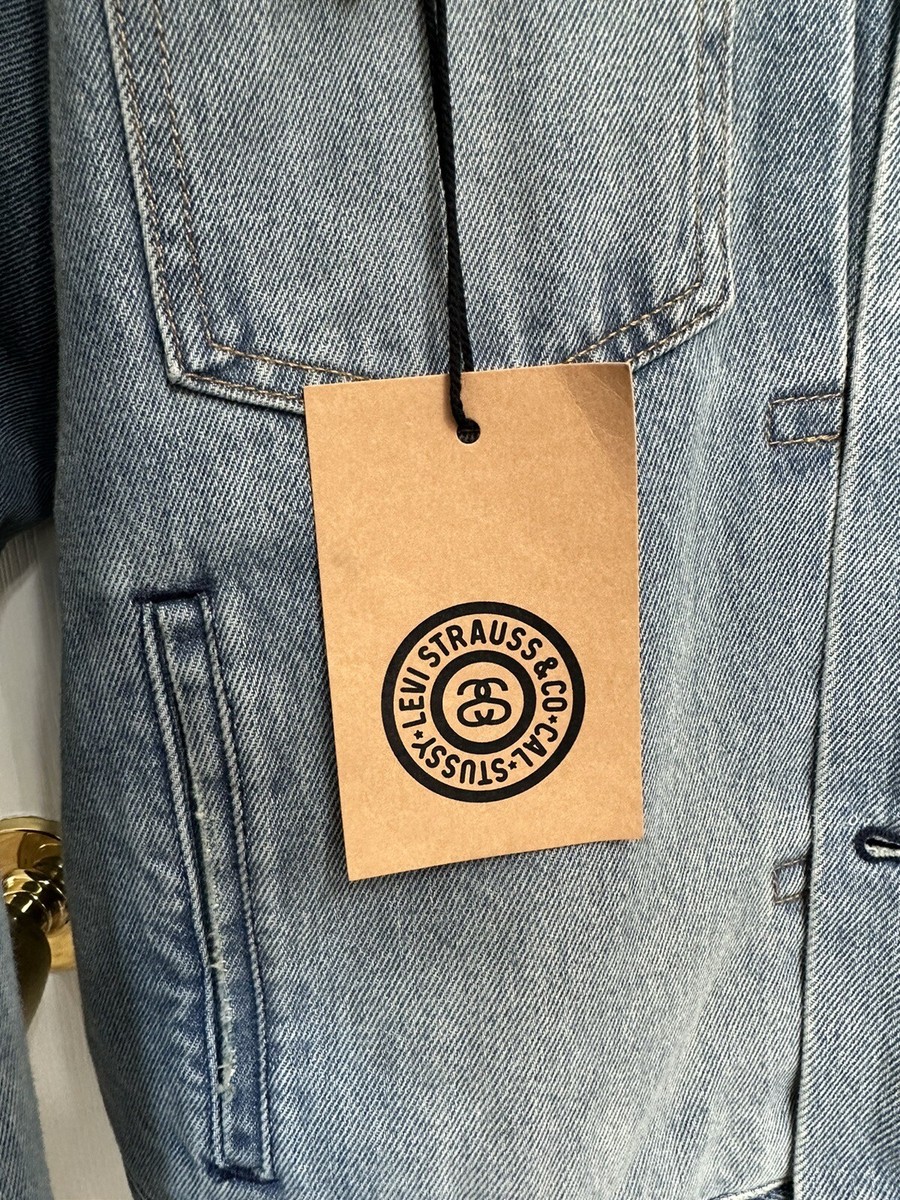 Size L Stussy X Levi's Embossed Indigo Trucker Jacket | eBay
