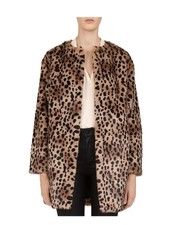 Gerard Darel Mischa Faux Fur Leopard Coat Size Fr 36 Uk 8 Sz Small