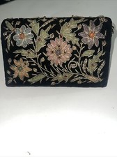 Vtg Zardozi Handmade Velvet Evening Purse Clutch with Gemstones