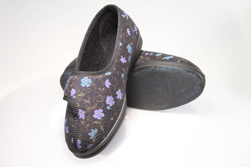 SAOLA Comfylux DIANA pantofole donna calde suola morbida con top floreale nero e oro