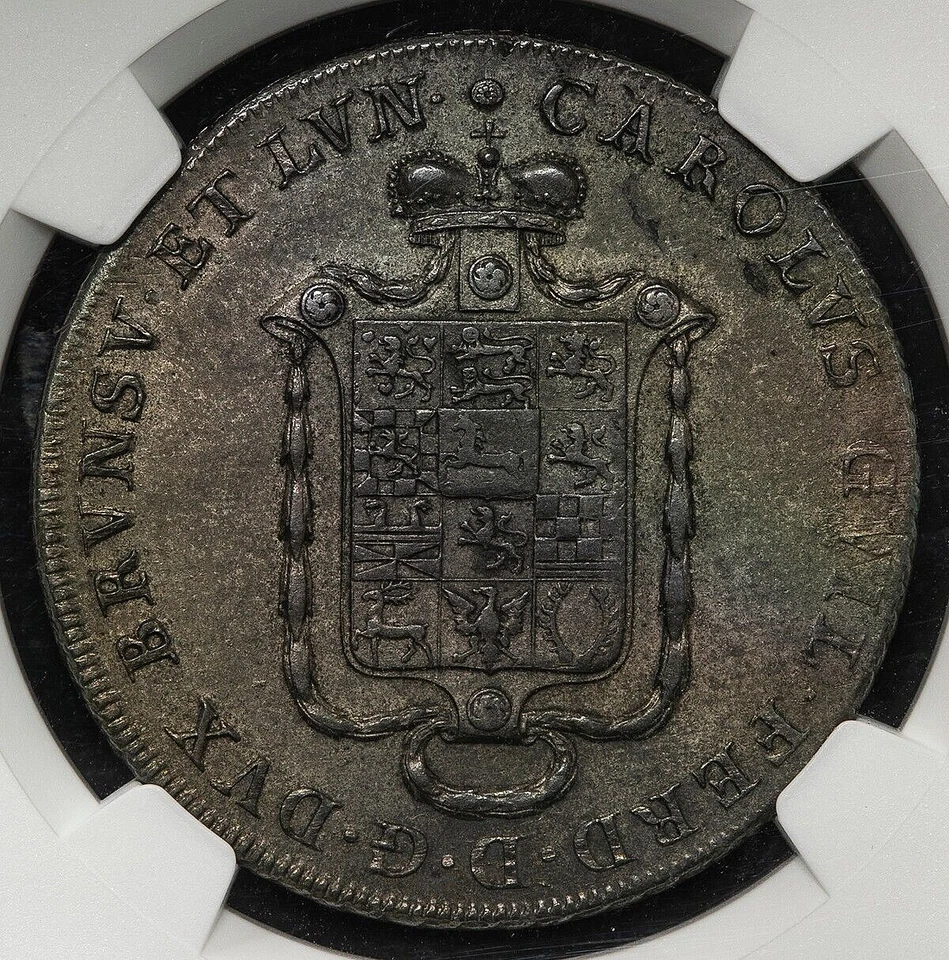 1790 MC German States BRUNSWICK-WOLFENBUTTEL Thaler Silver Coin NGC AU-Details - Image 2 of 3