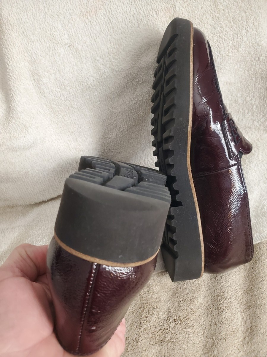 PAUL GREEN WOMENS PATENT LEATHER LOAFERS SZ UK 5.5 BURGUNDY  display picture 2