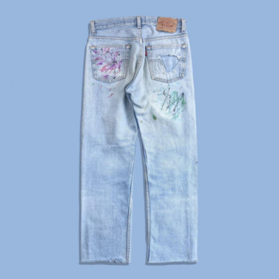 90s USA made Levi's 501 vintage painted denim W30 L36 limited From