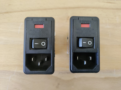 Lot/2 Corcom PS0S0SS3A Male Power Socket w/ Rocker Switch Line Filter 10A 250V