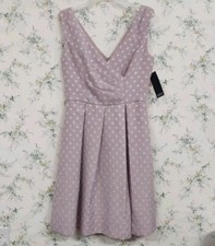 NEW Adriana Papell Women’s Size 8 Dress Pink Polkadot Pleated Fit & Flare