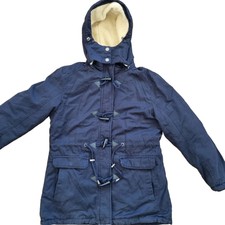 Womens Heavy Winter Duffel Coat Black Fleece Lined Removal Hood Adjustable Waist