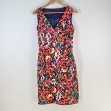 David Lawrence dress womens 10 pencil multicolour floral sleeveless Vneck 113544