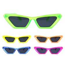 Womens Neon Pop Color 80s Squared Cat Eye Sunglasses