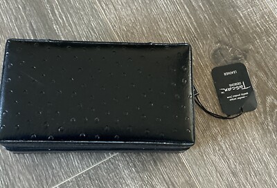 Tuscan Black Leather Zippered Vanity/Jewelry Box    Travel Case NWT