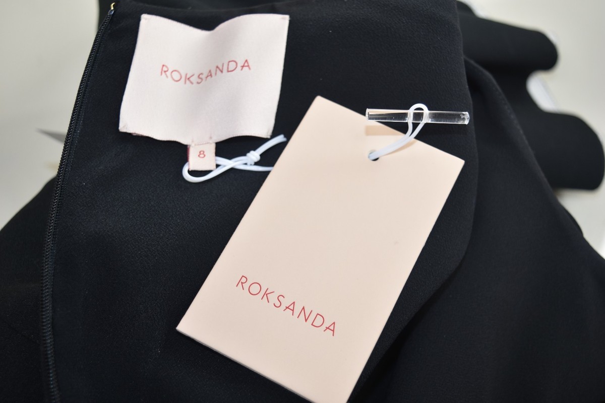 $1195 NEW ROKSANDA Hadari stretch-cady mini Black Dress Bell